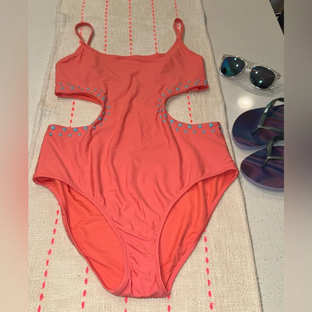 NWT Aerie Coral One-Piece Swimsuit with Cutout Design, Large - Picture 4 of 7